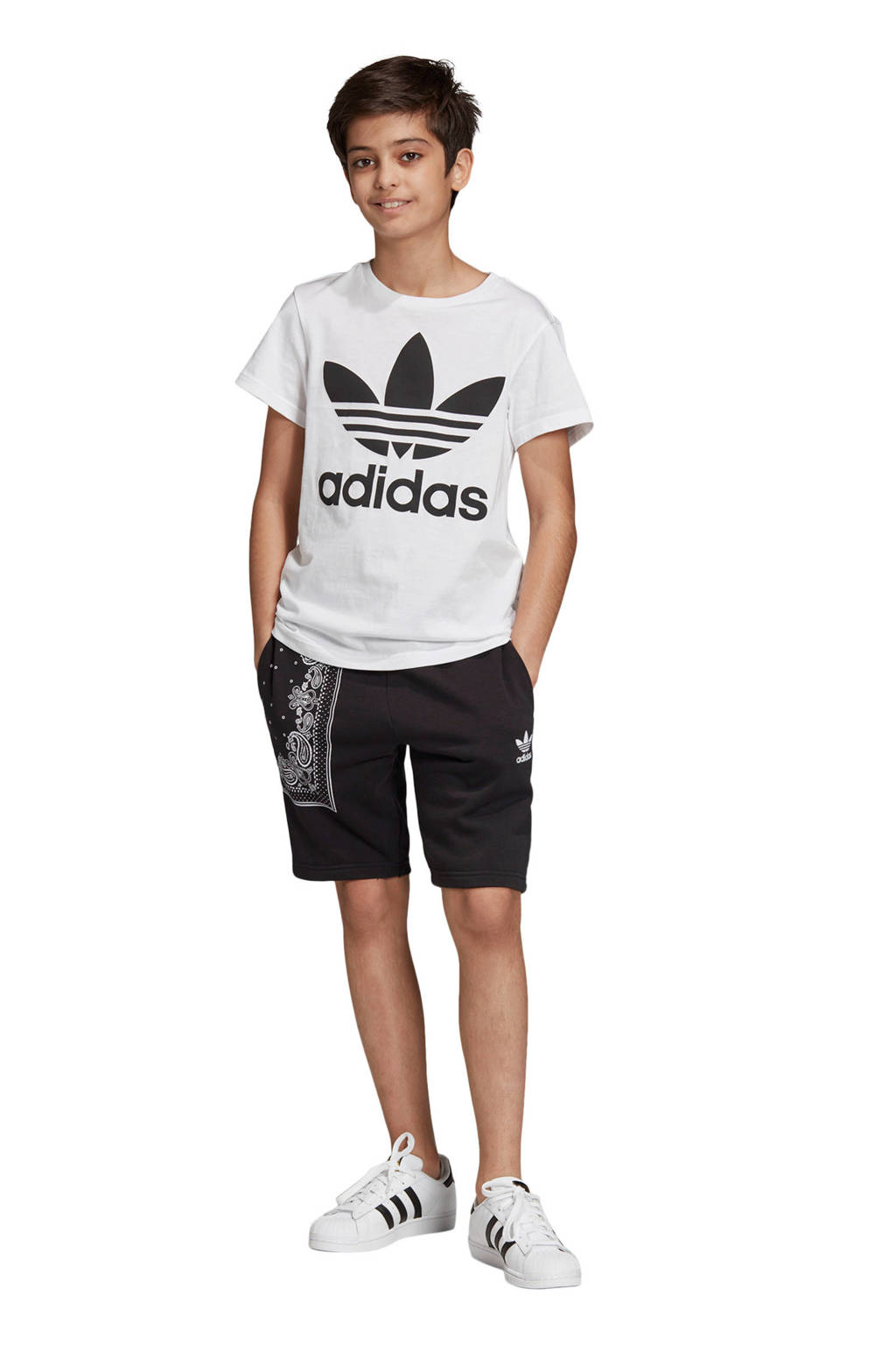 adidas T-shirt Trefoil wit/zwart