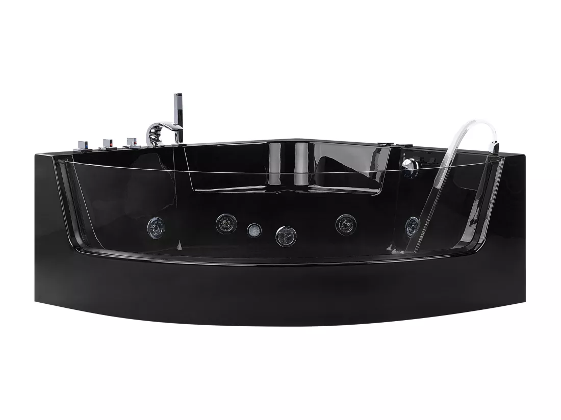 Baignoire d'angle noire 190 x 135 cma vec LED MARINA