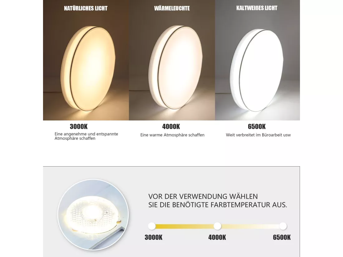 NETTLIFE Plafonnier LED 38CM Dimmable avec Télécommande Blanc Ronde Lampe de Plafond Tissu Moderne pour Salon Chambre Couloir Cuisine
