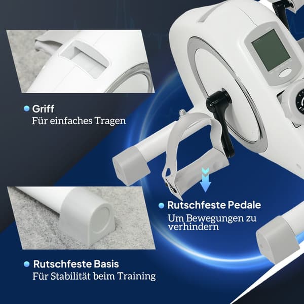 Pedaltrener minitreningssykkel for seniorer med 8 justerbare magnetiske motstander og LCD-skjermer treningssykkel for arm- og bentrener for hjemmetren