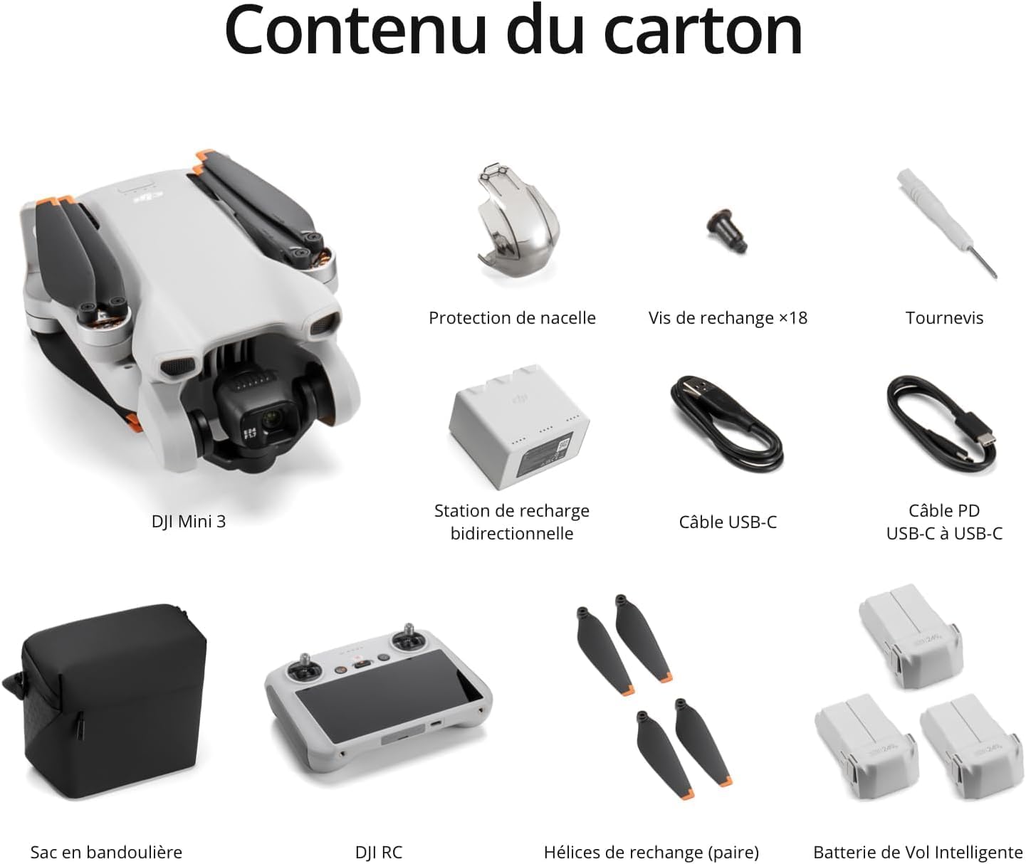 DJI Mini 3 (DJI RC) – Mini Drone Caméra Léger avec Nacelle Mécanique à 3 Axes, Vidéo 4K HDR, Temps de Vol de 38 Minutes, Transmission Vidéo jusqu’à 10 km, Prise de Vue Verticale, Retour Intégré, C0
