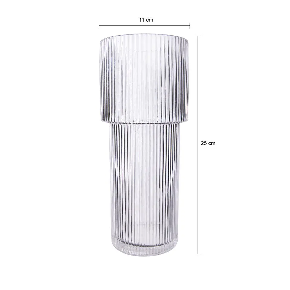 QUVIO Cilinder vaas - Smal - Glas - 24,5 cm - Transparant