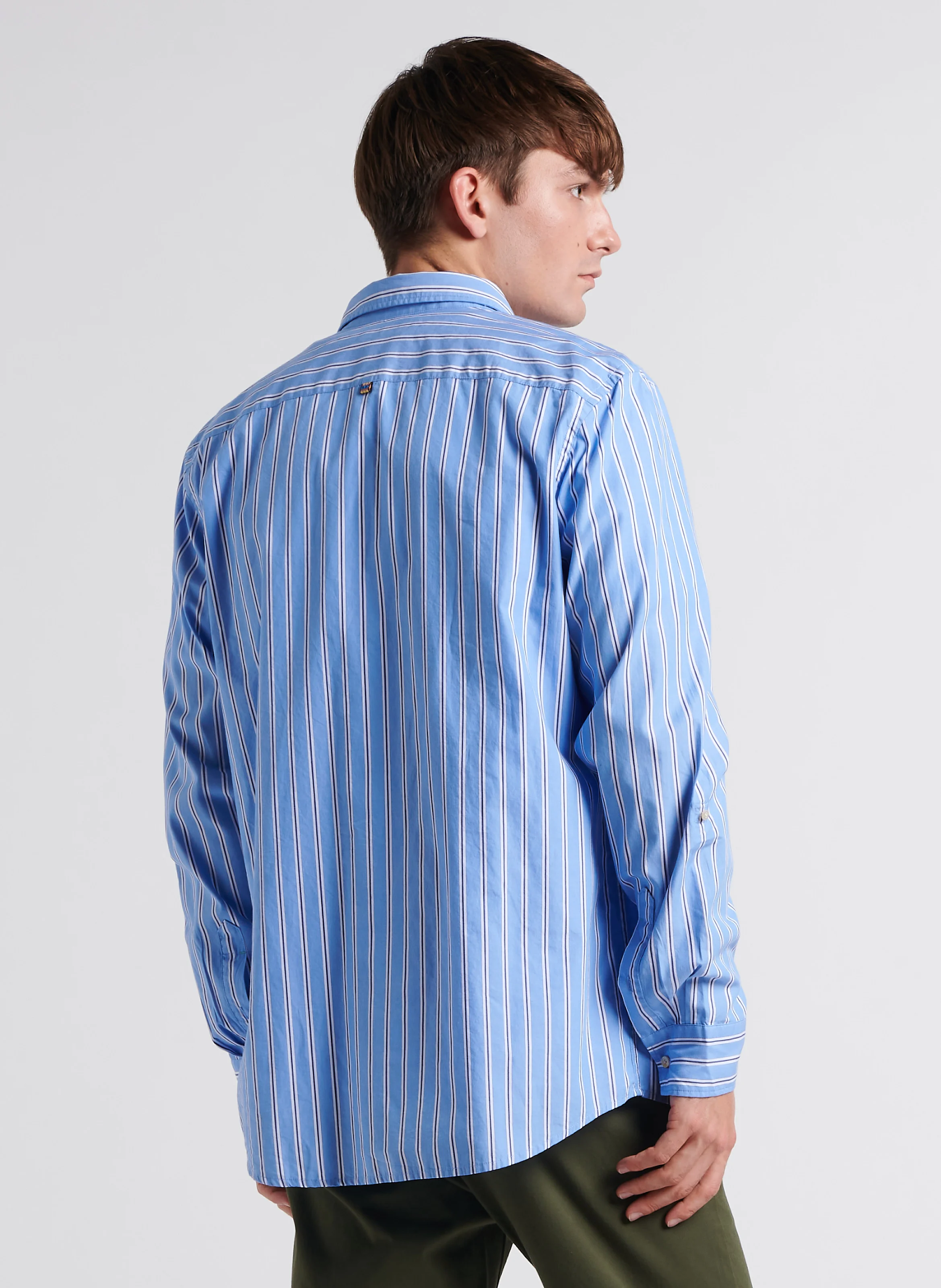 Chemise col américain en coton | Bleu