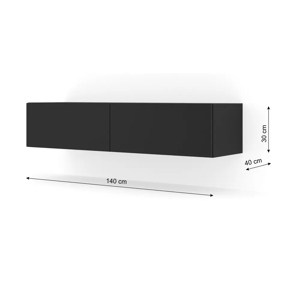 TV-meubel Bingo - zwart mat - 140x40x30cm