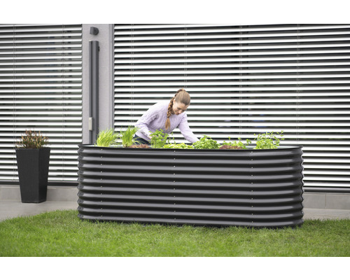 Klassieke ovale verhoogde tuinbak WESTMANN 240 x 80 x 82 cm grijs