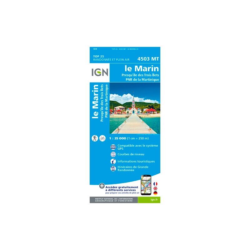 Le Marin.Presqu'Île Des Trois Îlets.Pnr De Martinique - Carte topographique