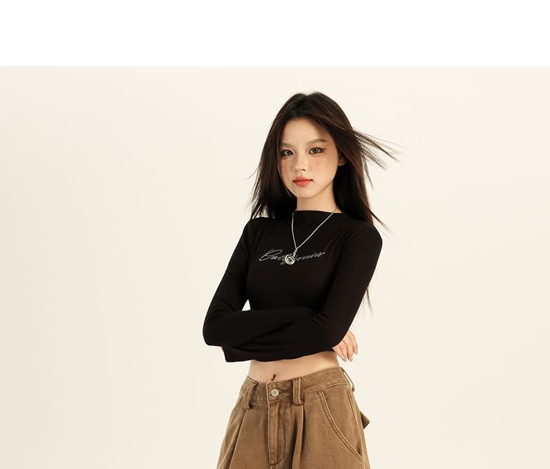 AXEN - Hoge taille gewassen baggy cargojeans