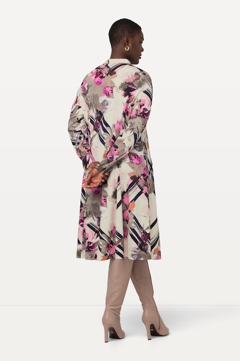 Midikleid, Punto di Roma, Tunika-Ausschnitt, Langarm