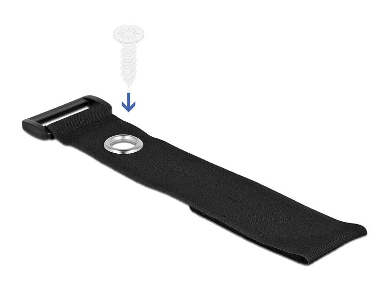 Delock Klettkabelbinder Schwarz 280 mm x 38 mm 3 Stück Delock Klett-Kabelbinder mit Schlaufe und Befestigungsöse L 280 x B 38 mm schwarz 3 Stück
