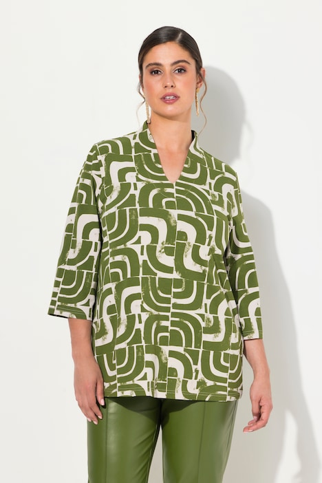 Shirt, Kelchkragen, Classic, V-Ausschnitt, 3/4-Arm
