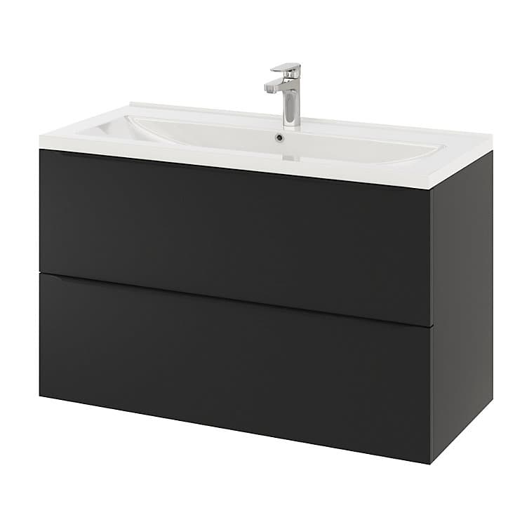 Meuble sous vasque à suspendre GoodHome Imandra noir mat L. 100 x H. 60 x P. 45 cm