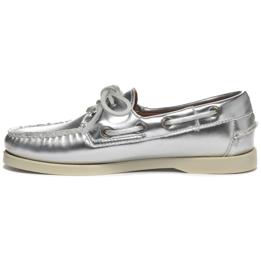 DOCKSIDES EN CUIR ARGENTE POUR FEMME