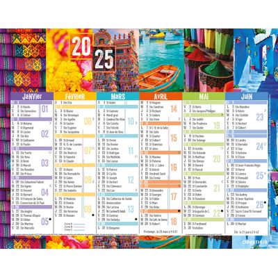 Mini calendrier illustré - 6 mois par face - 13,5 x 17,5 cm - différents modèles disponibles - Oberthur
