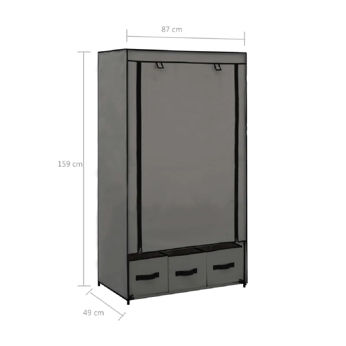 vidaXL Garde-robe Gris 87 x 49 x 159 cm Tissu