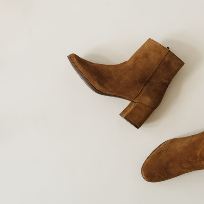Bottines à talons  en velours cognac
