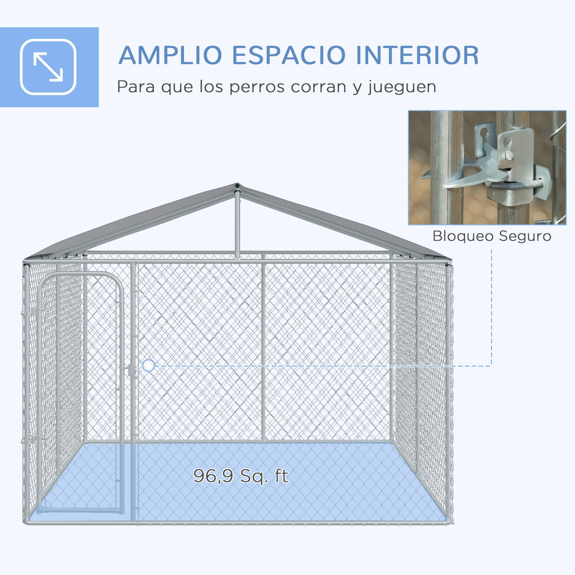 Canil externo PawHut para cães, cor prata