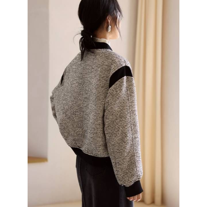 malabar - Tweed-honkbaljack met paneel en knopen