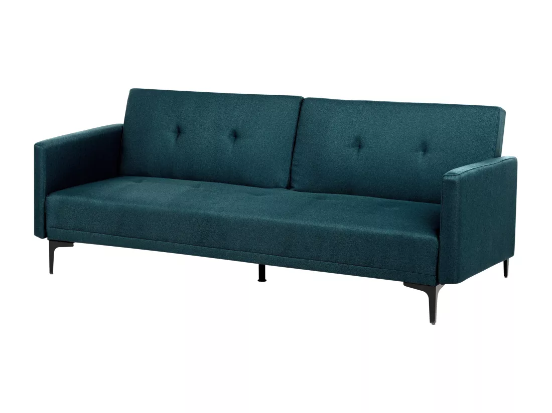 Canapé convertible 3 places en tissu bleu azur LUCAN