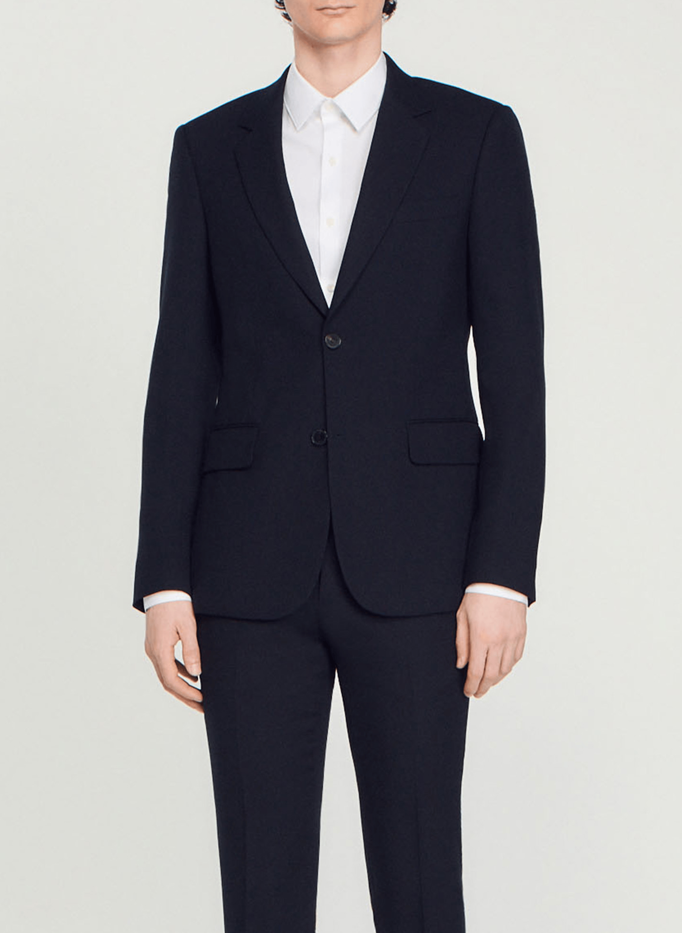 Veste col tailleur en laine | Bleu