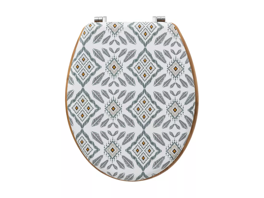 Abattant WC en Bois & Charnières en zinc déco Hapache Blanc et Gris