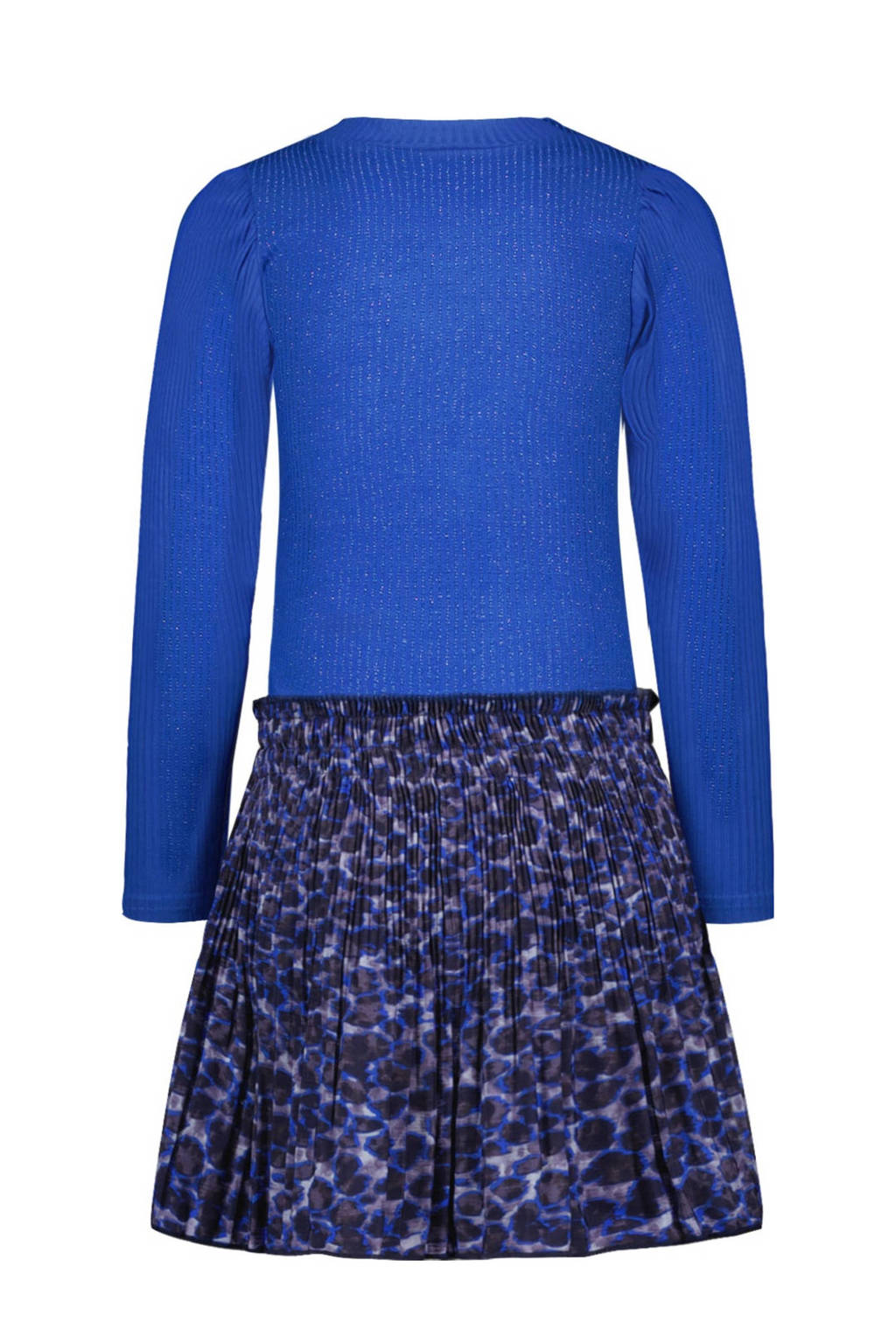 Like Flo jurk Mandy met all over print en glitters kobaltblauw/paars
