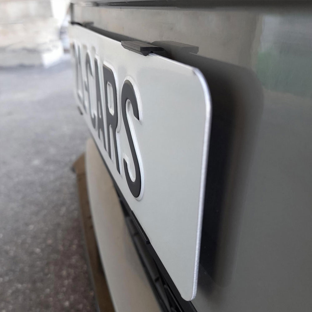 Rahmenlose Klick Wechselschild Nummernschild Kennzeichenhalter für Auto KFZ Set Vorne   Hinten | Langformat (21-1-002) - Transparent