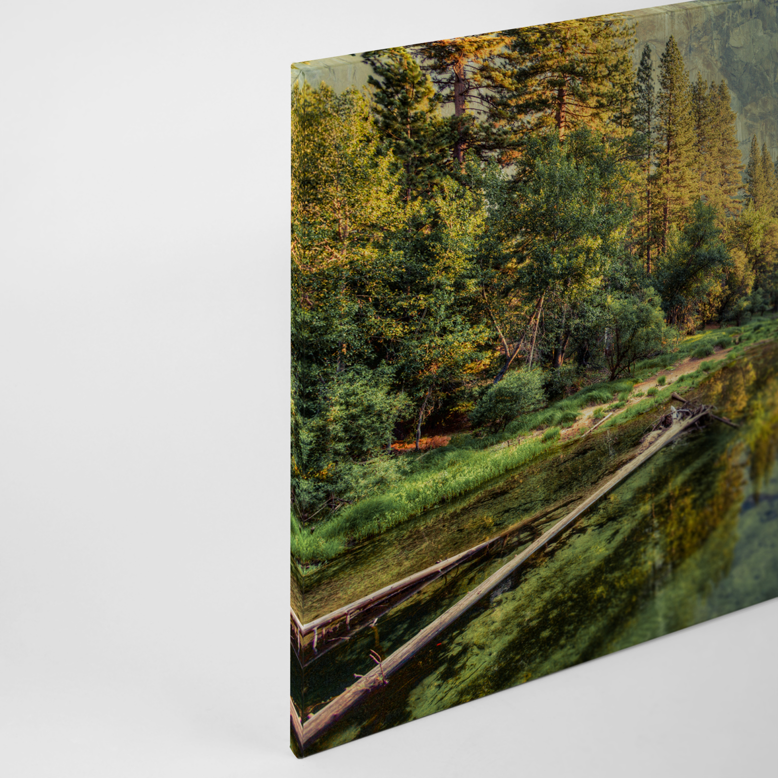 Leinwandbild LANDSCHAFT AM SEE - grün - 90x60 cm Leinwand mit Landschaft am See
