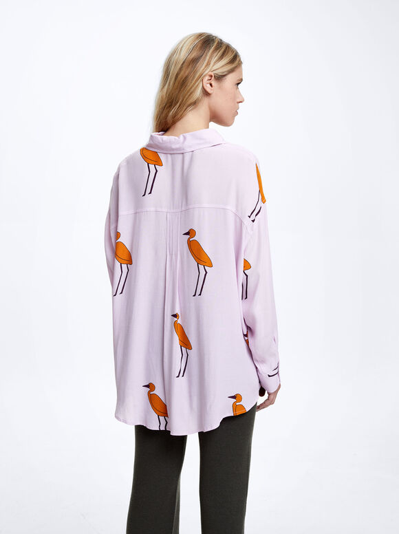 Camisa de manga comprida estampada - Rosa