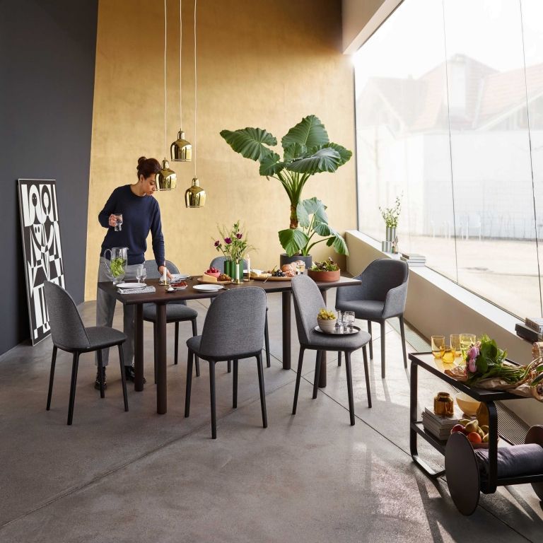 Vitra Softshell Side stoel antraciet, stofsoort Dumet 08