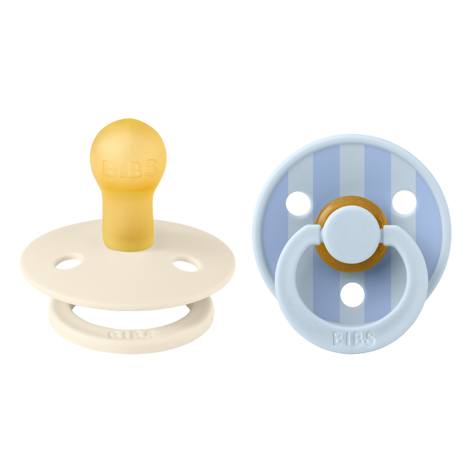 BIBS - Pacifier Studio Colour 2 Pack Block Latex - Baby Blue/Dusty Blue - Size 1