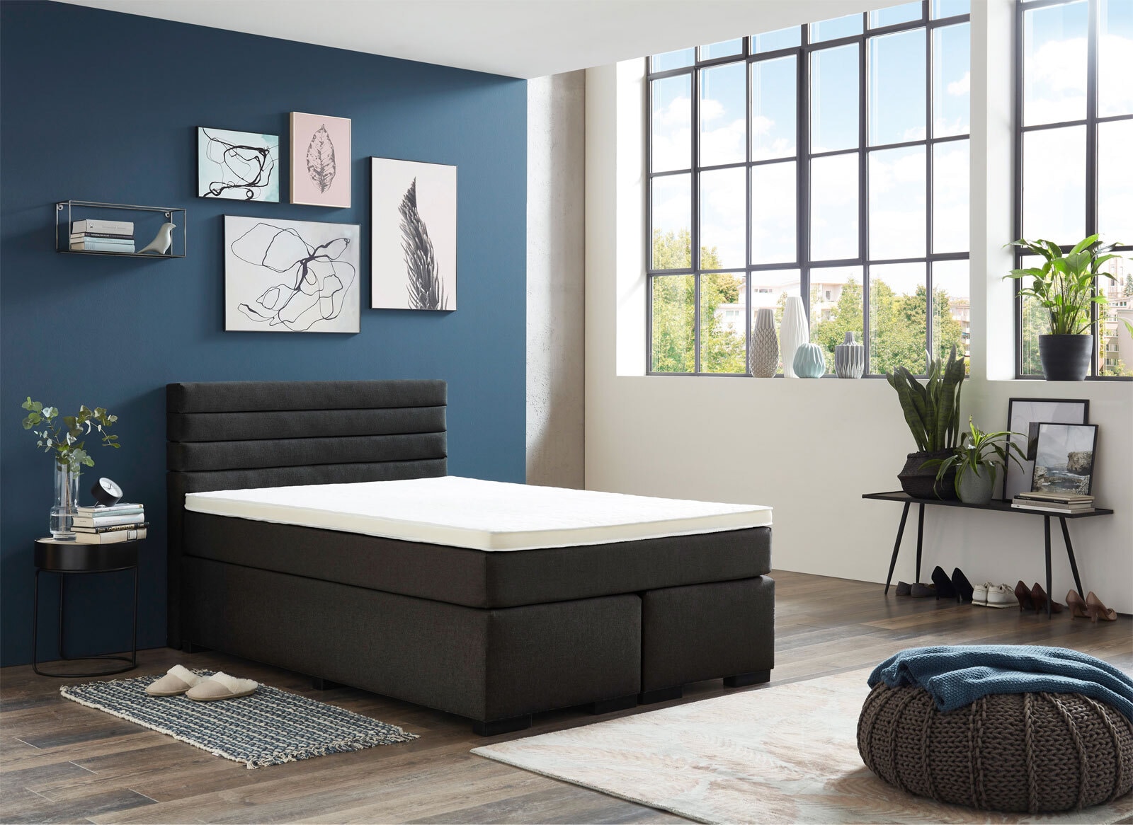 Boxspringbett GIANNI 140 x 200 cm anthrazit