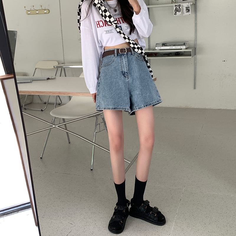 Moon City - Wijde denim shorts