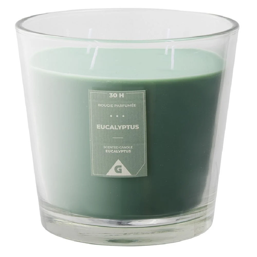 Bougie parfumée dans verre senteur eucalyptus Ø13,5xH12,5cm 30H
