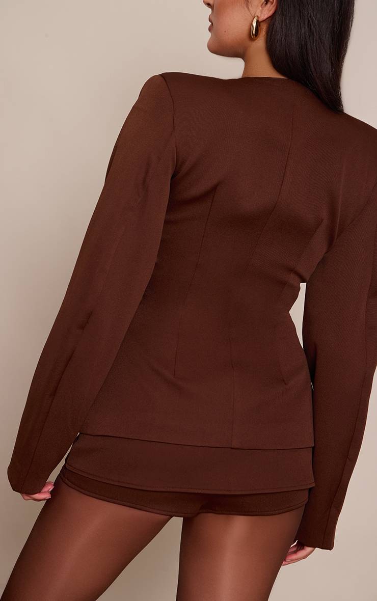 Chocolat Ensemble Coordonné Jupe-short Ajustée Tissée