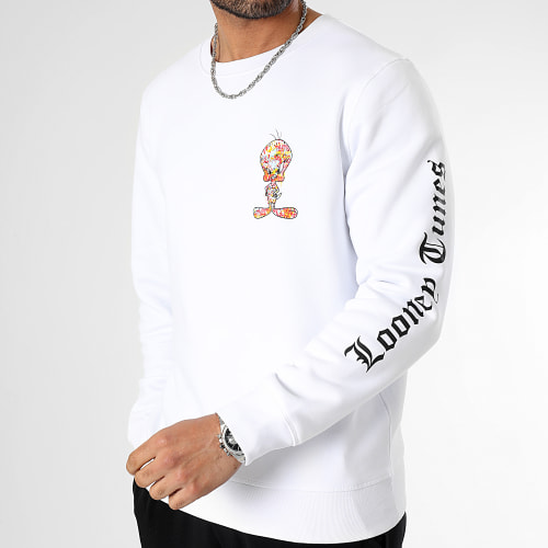 Sweat Crewneck Sleeve Tweety Blanc