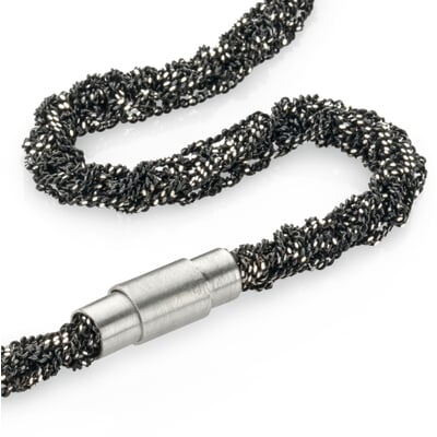 Armband gestrickt, Silber oxidiert