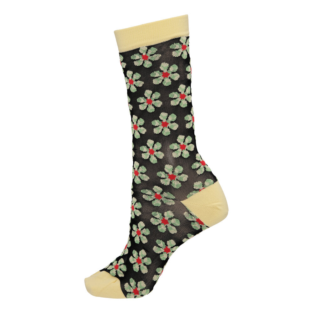 Henrik Vibskov  Boxing Flower Femme strømper - Transparent Yellow/Green