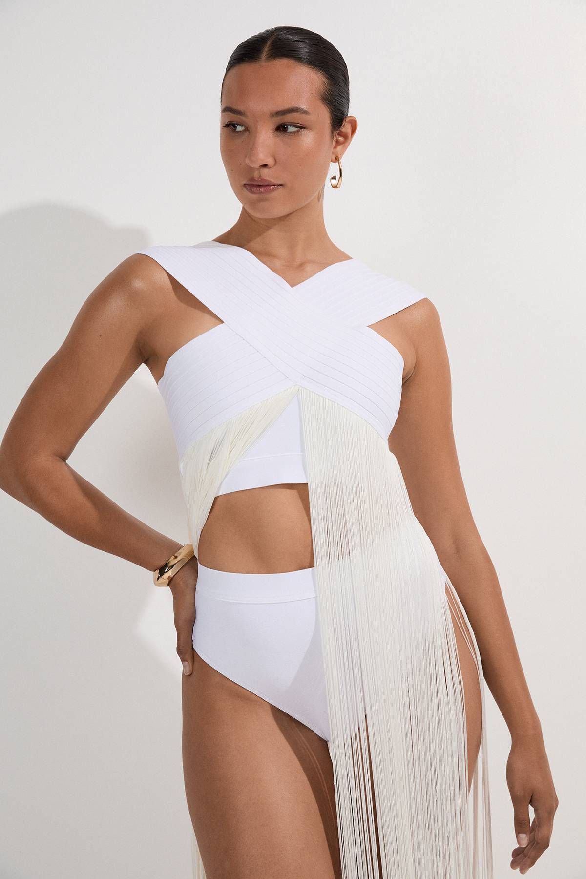 KarenMillen Bas de Bikini Bandage Taille Haute