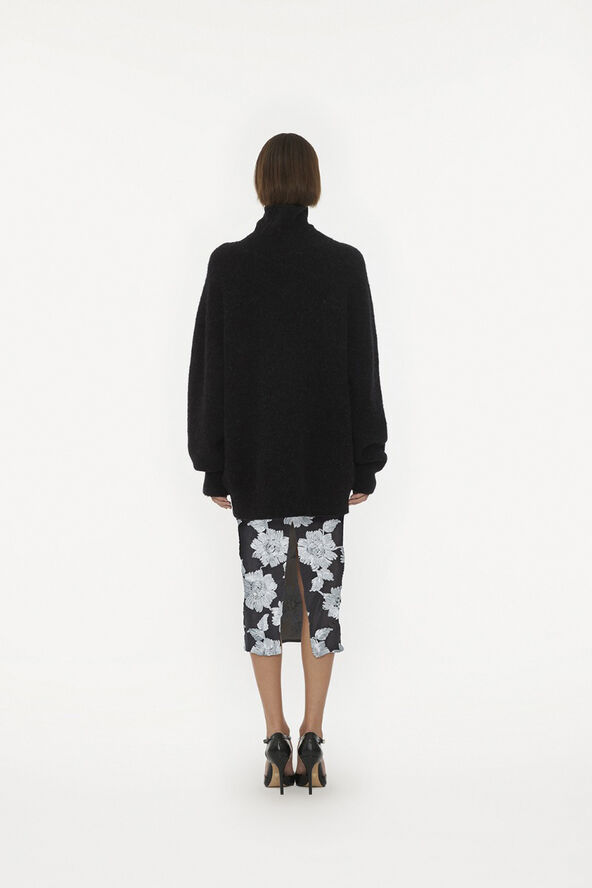 ROTATE Birger Christensen FLOWER MESH PENCIL SKIRT Gray pinstripe comb.