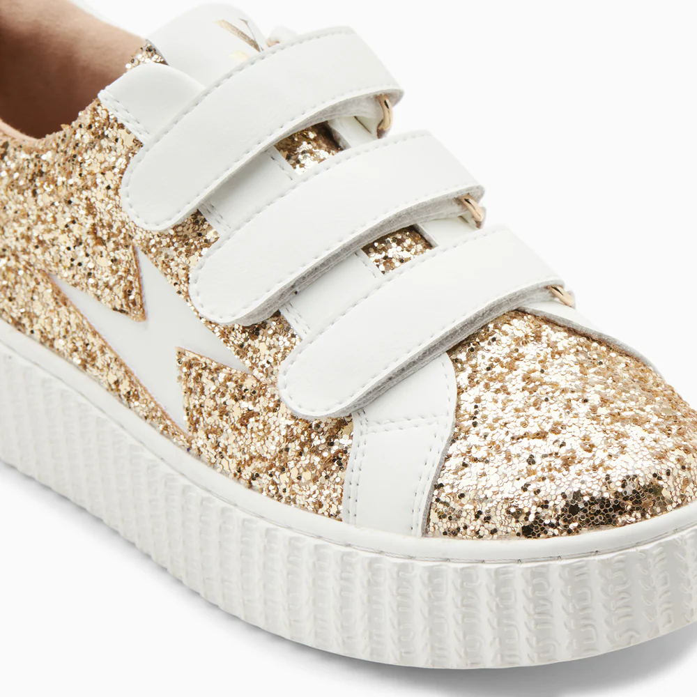 Sneakers-Baskets éclair Marielle à paillettes or