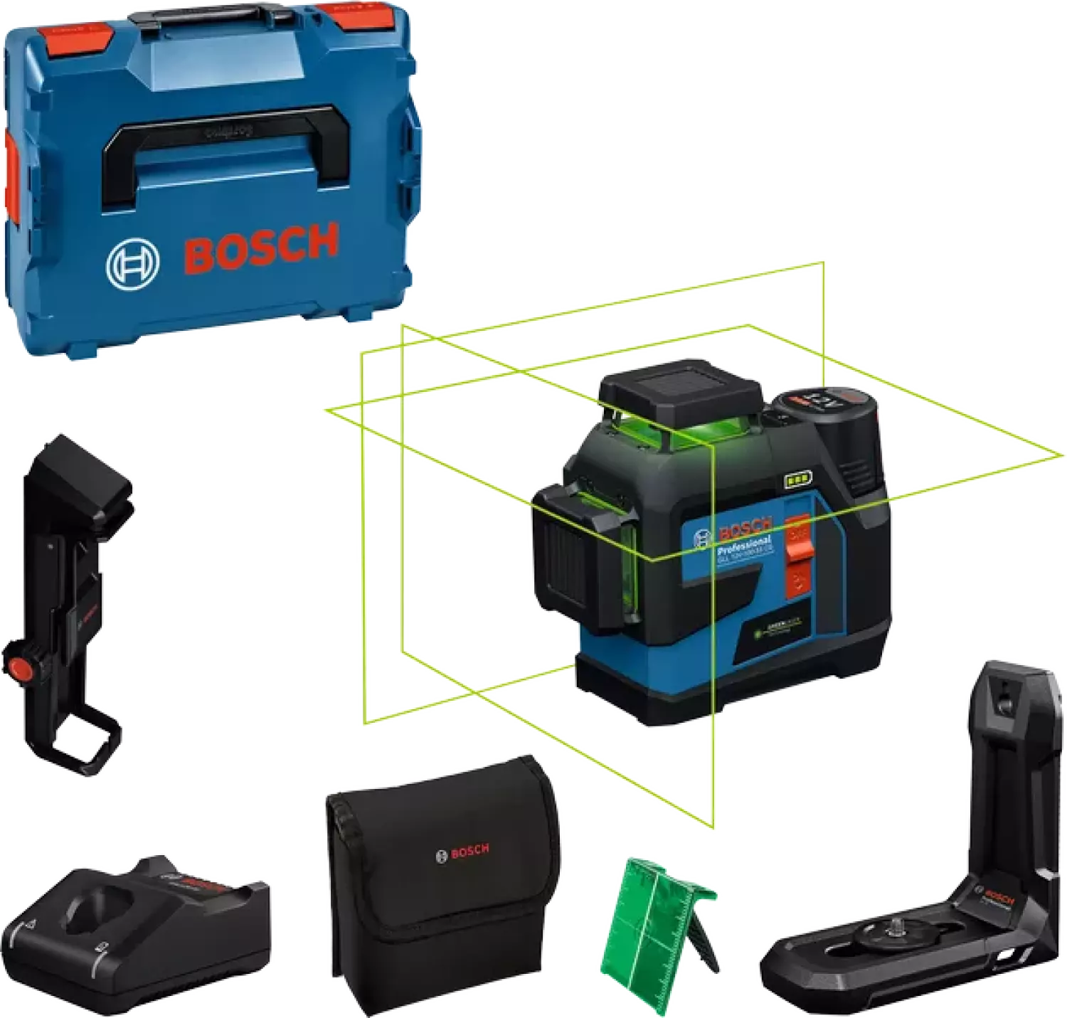 Bosch GLL 12V-100-33 CG 12V accu Lijnlaser set (1x 2.0Ah)  in L-Boxx