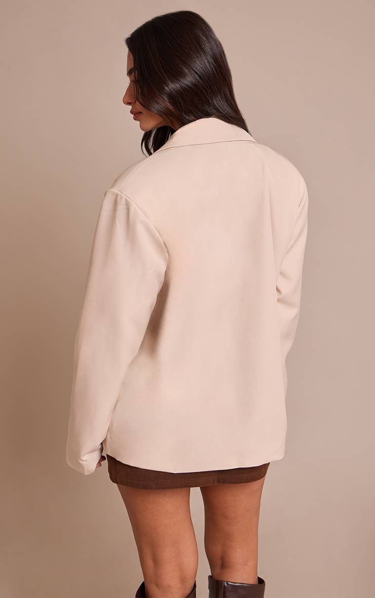 Gris Pierre Blazer Croisé Oversize Boxy Petite