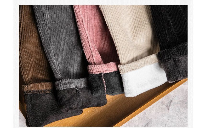 CRIBI - Corduroy taps toelopende broek met middelhoge taille