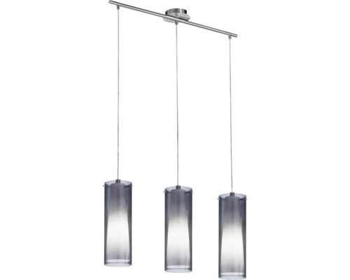 Hanglamp 3-lamps L 72,5 cm nikkel/mat/rookglas/wit