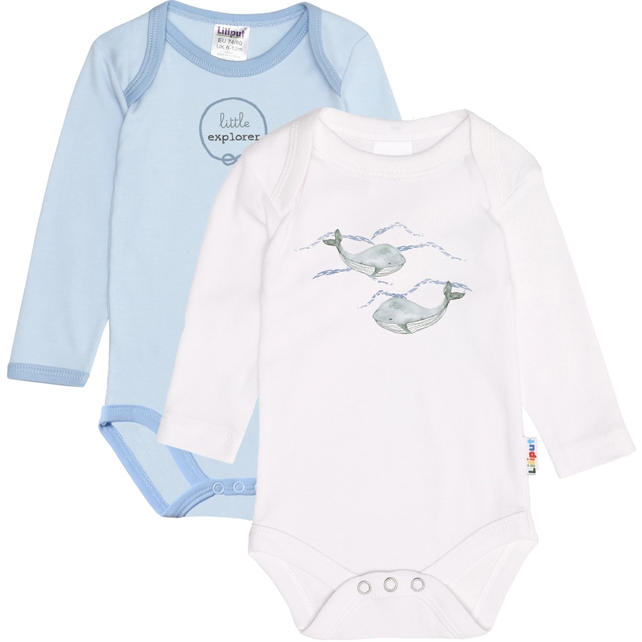 Liliput Amineckbody 2er-Pack blauweiß mit Frontprint weiß, hellblau