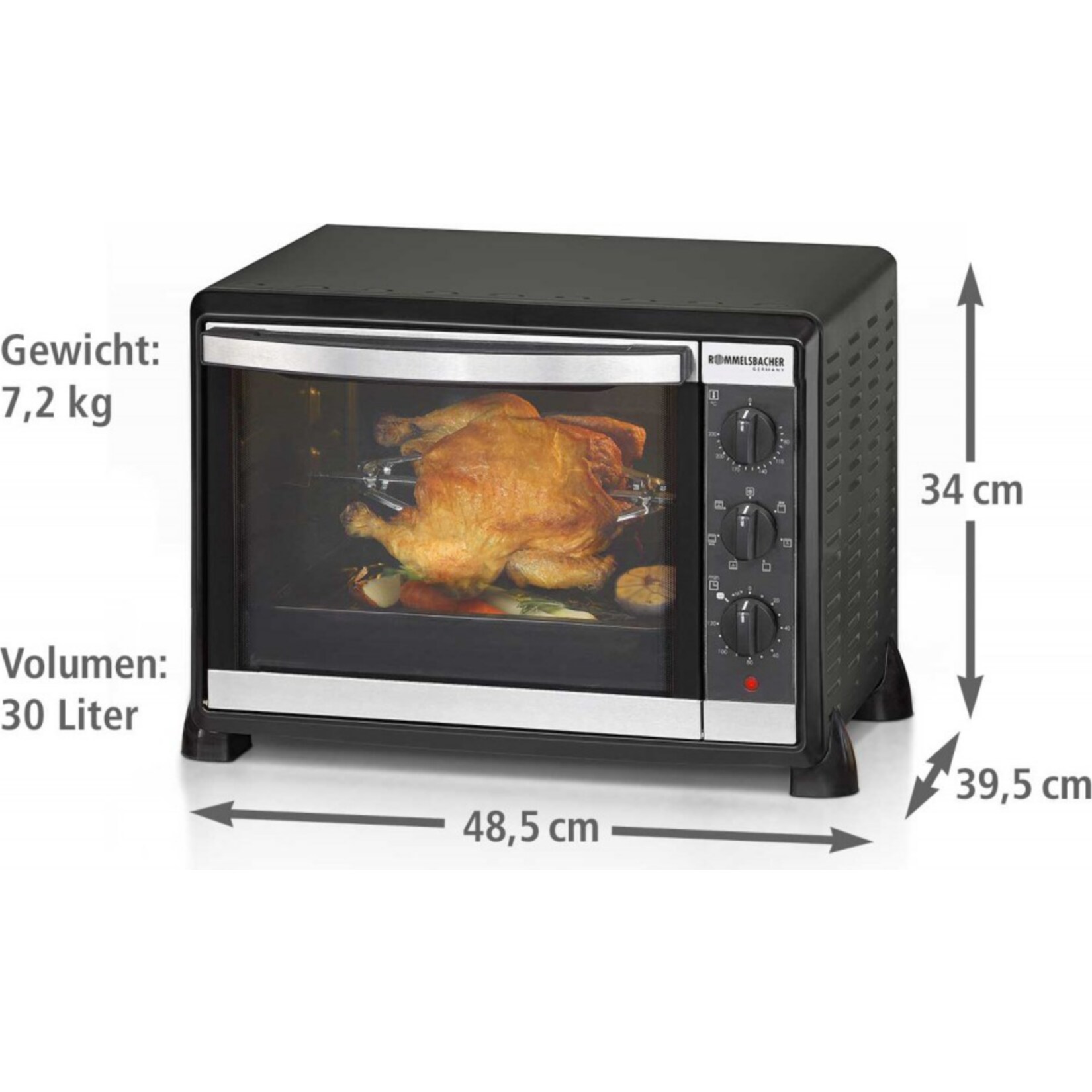 Rommelsbacher Mini-Backofen Back & Grill Ofen mit Umluft BG 1550