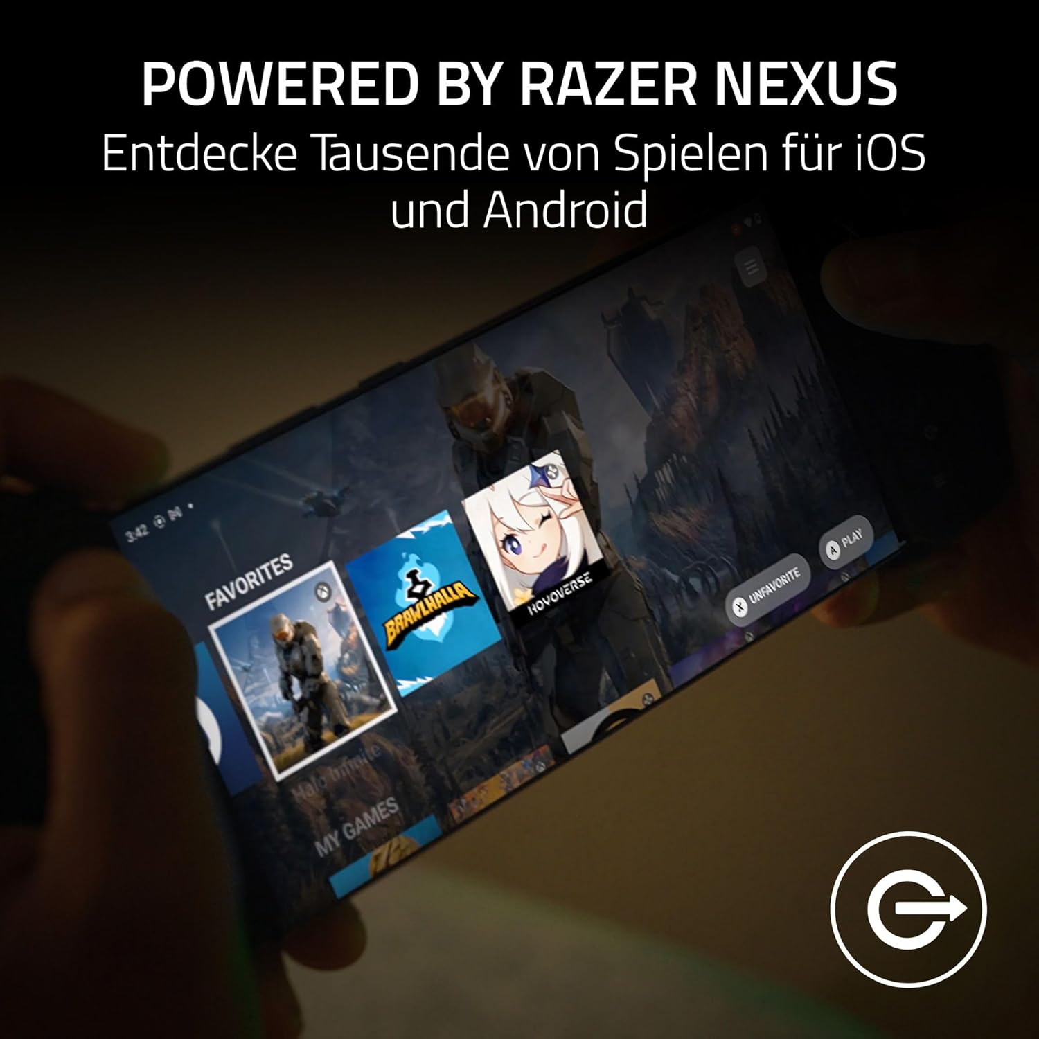 Kishi V2 Mobile Gamepad Gaming Controller für Smartphones mit USB C bis 170mm iOS/Android (RZ06-05110100-R3M1) - Schwarz