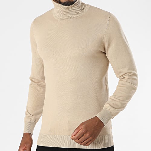 Pull Col Roulé Beige Clair