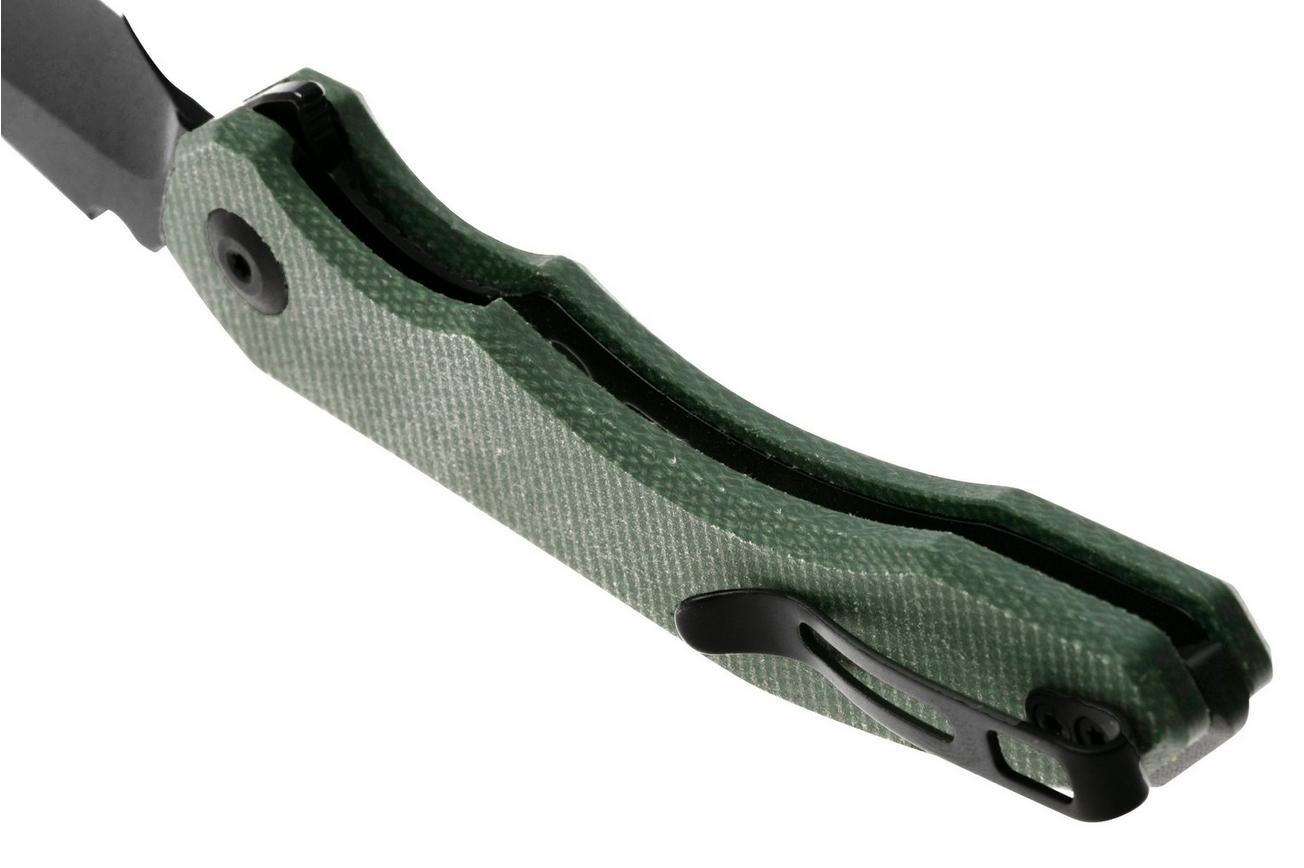 Civivi Bluetick C23050-3 Blackwashed 14C28N, Green Canvas Micarta, Nested Liner Lock, zakmes