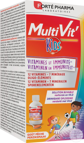 Forté Pharma MultiVit Kids Solution Buvable Goût Pêche Flacon 150ml
